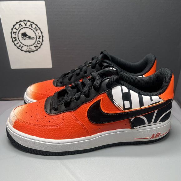 Nike Air Force LV8 Low Black Orange Custom 820438-109 Youth Sz